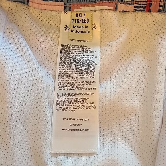 Penguin Drawstring Colorful Surfboard Print Swim Shorts Size XXL - Picture 8 of 12